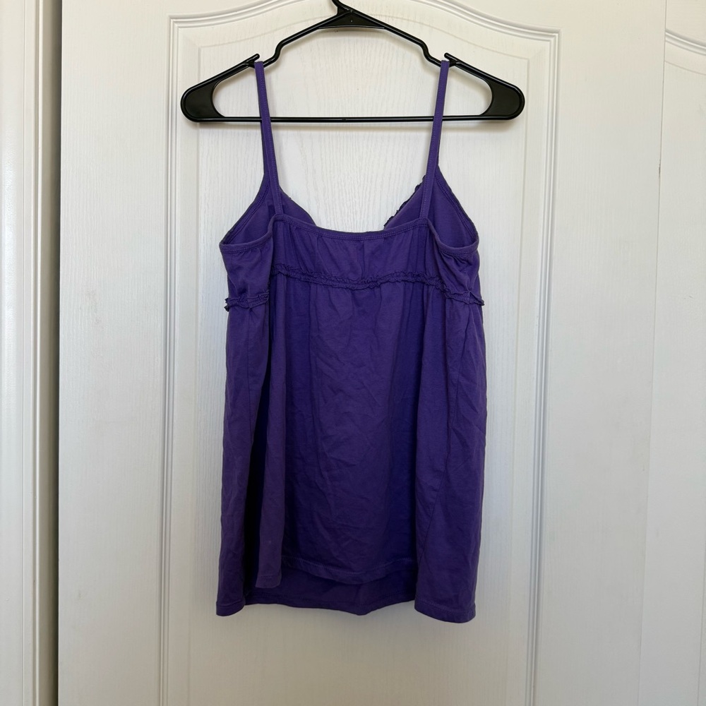 Y2K Vintage Babydoll Cami Tank Top Purple Ruffle Padded Women’s Shirt Large - Picture 2 of 5